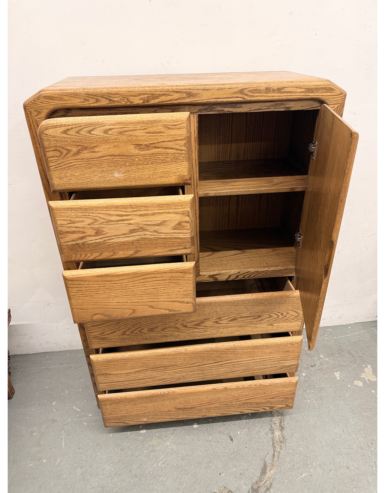 Solid Oak 6-Drawer Armoire Dresser by Arbex