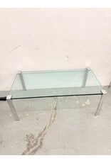 Wide Glass & Chrome Legs Coffee Table