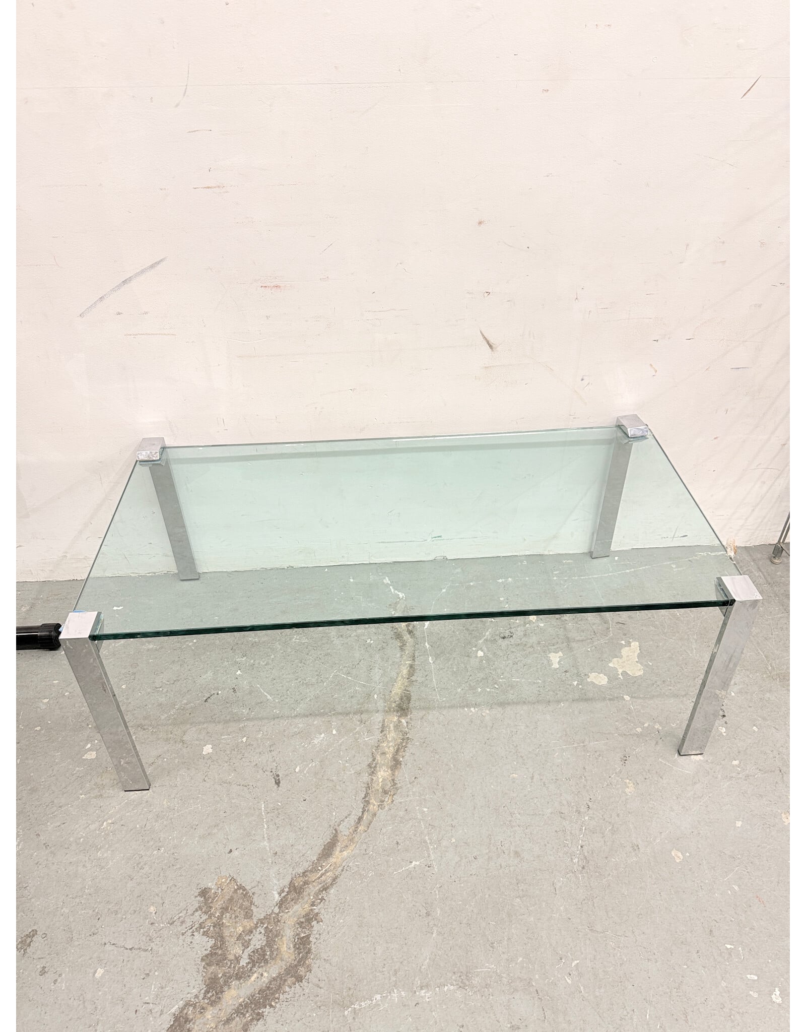 Wide Glass & Chrome Legs Coffee Table