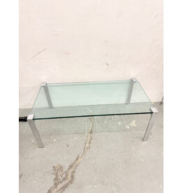 Wide Glass & Chrome Legs Coffee Table