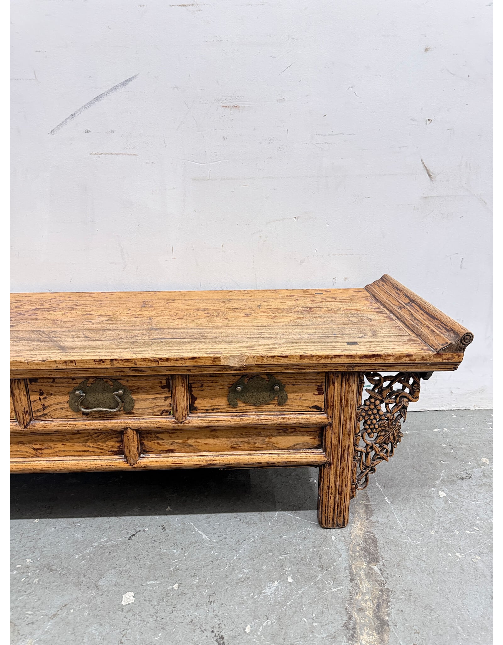 20th Century Chinese Elm Low Altar with 4-Drawers