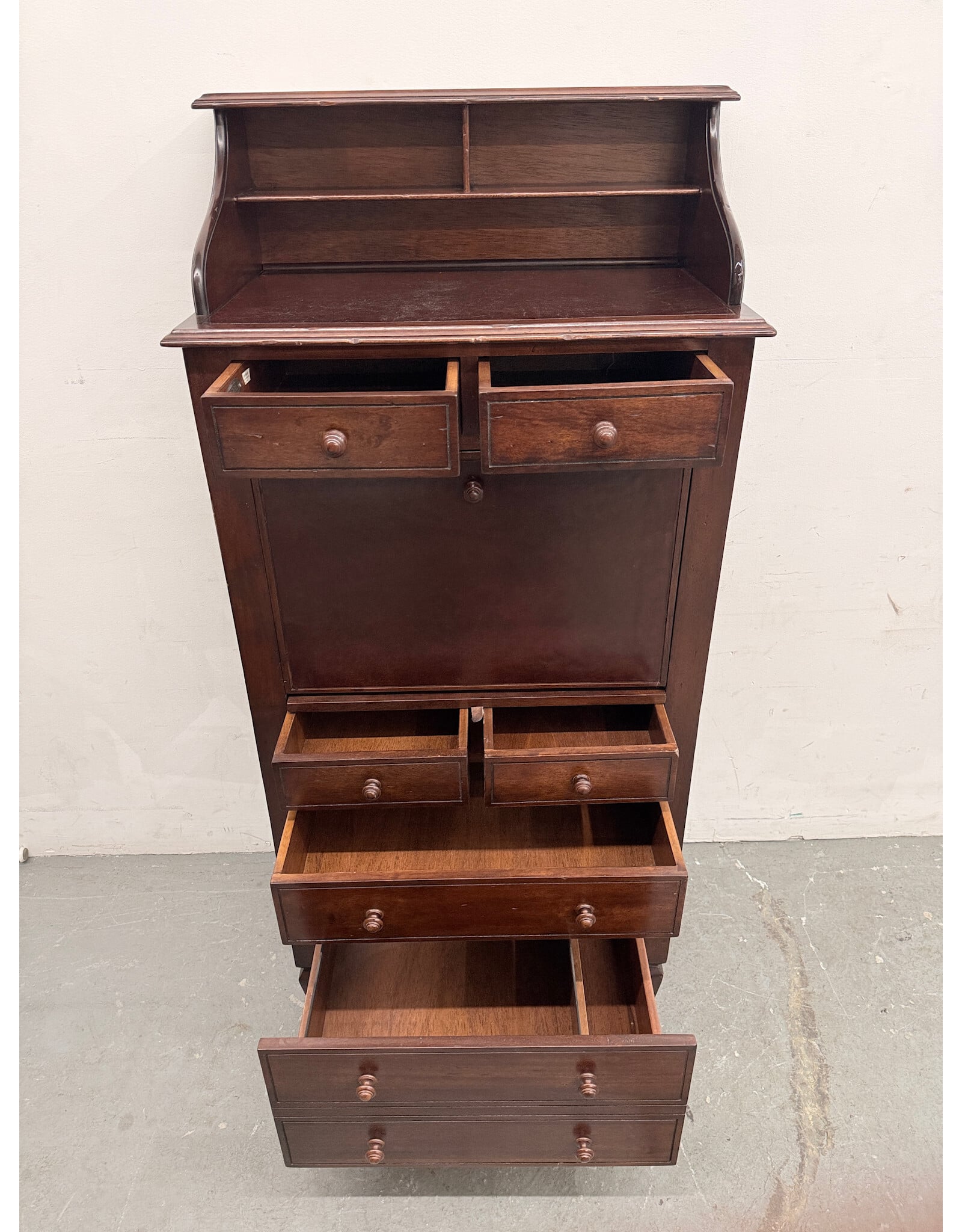 Antique Secretary Desk with Fall Front Writing Shelf