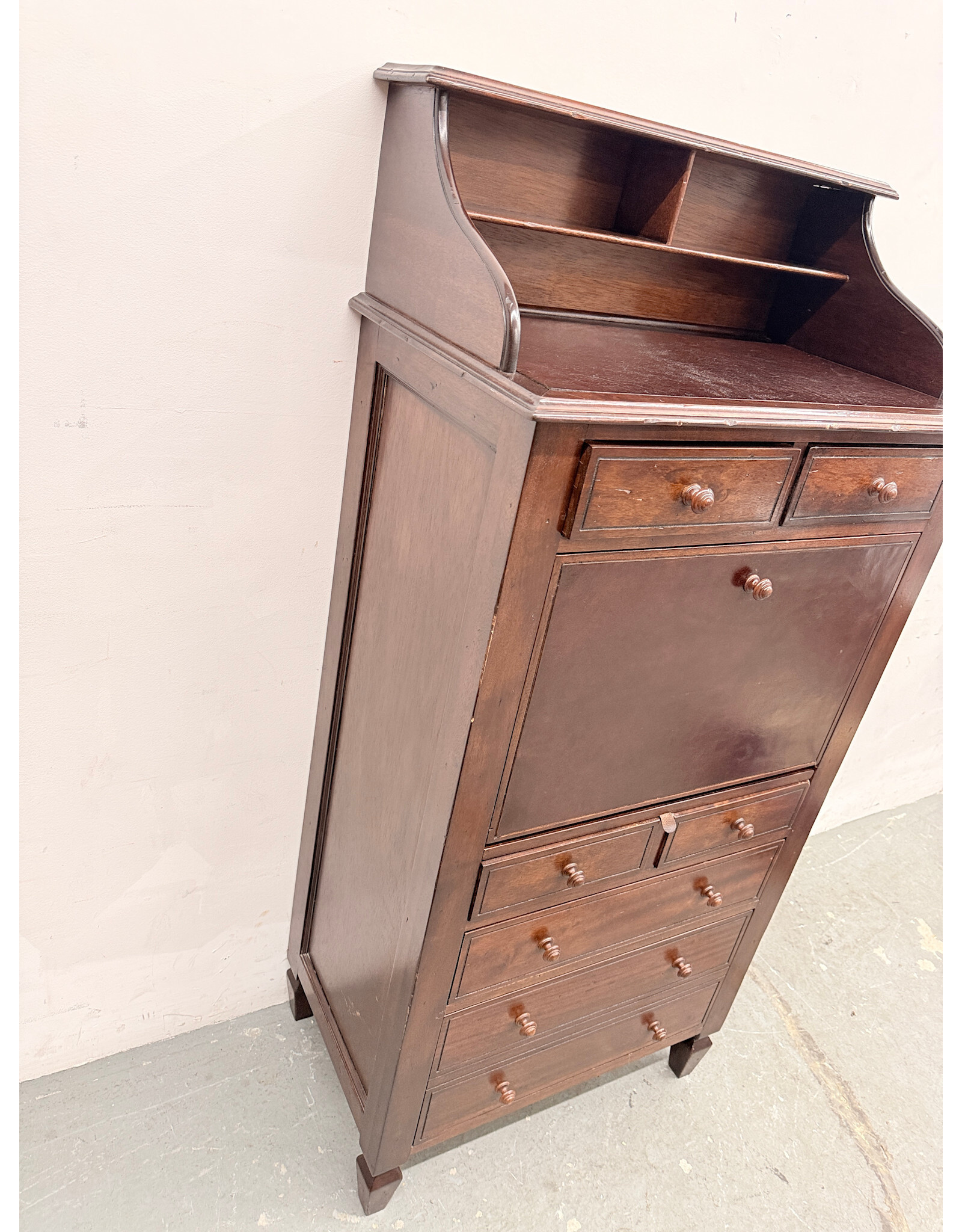 Antique Secretary Desk with Fall Front Writing Shelf