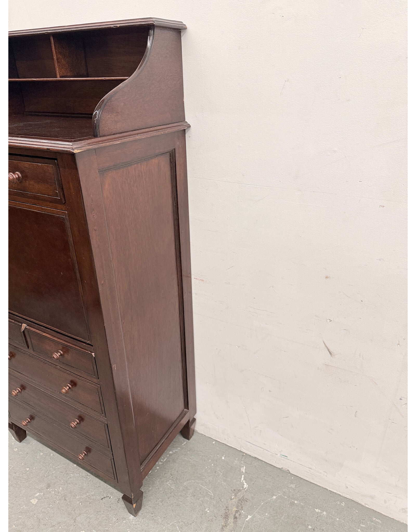 Antique Secretary Desk with Fall Front Writing Shelf
