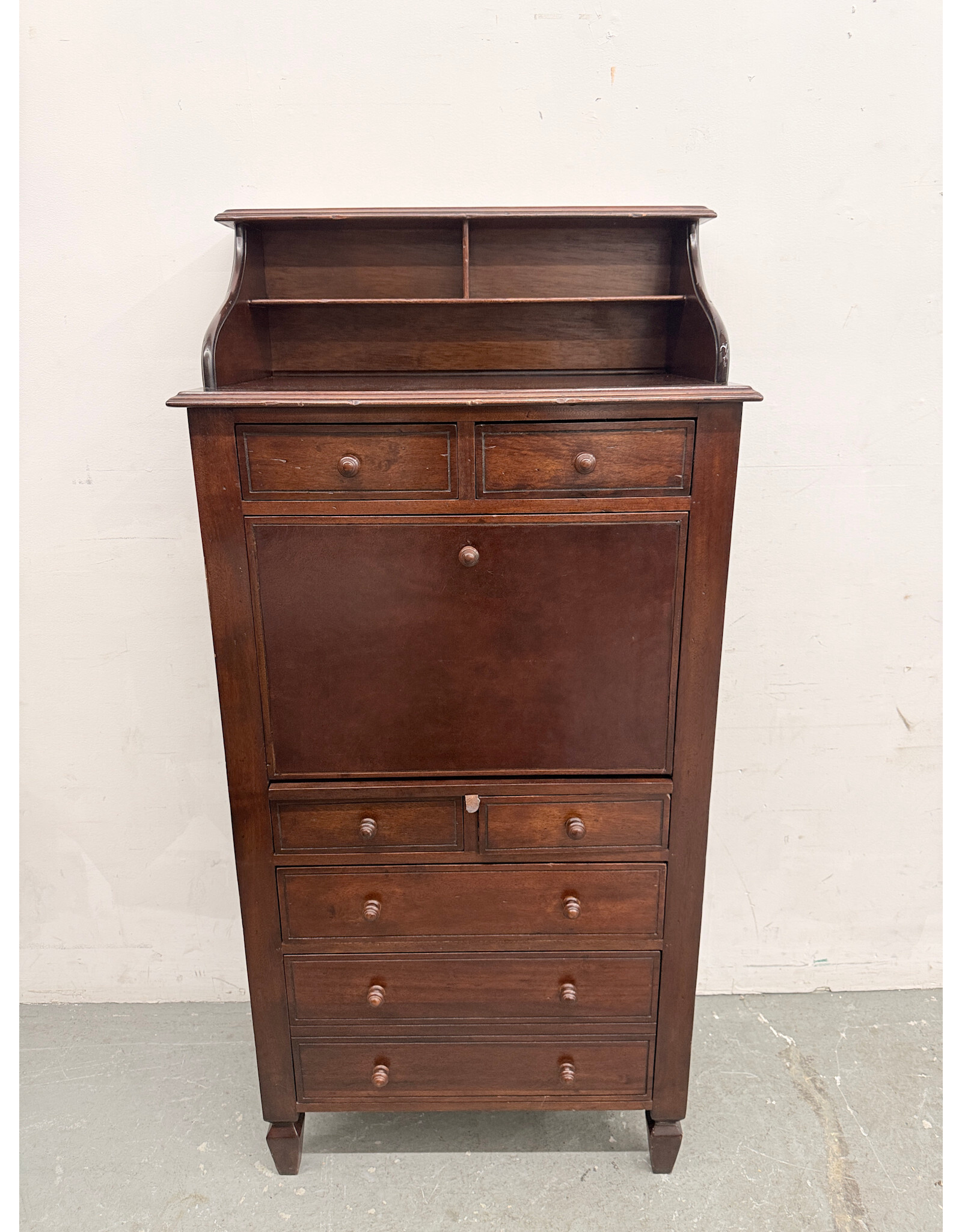 Antique Secretary Desk with Fall Front Writing Shelf