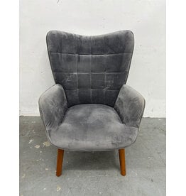 Grey Velvet Contemporary Wingback Chair