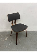 Scandinavian-Inspired Grey Cloth and Wood Dining Chair