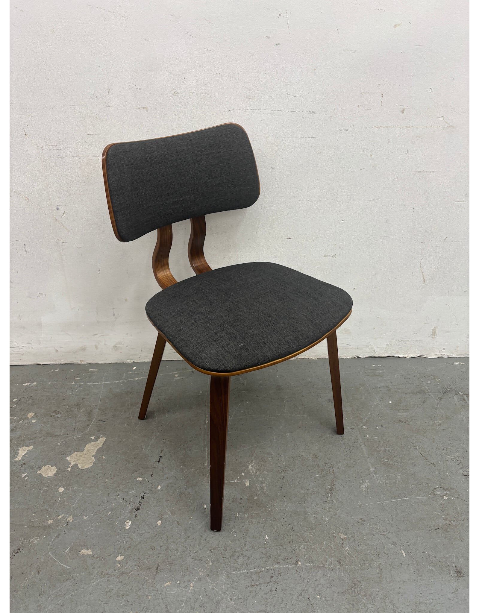 Scandinavian-Inspired Grey Cloth and Wood Dining Chair