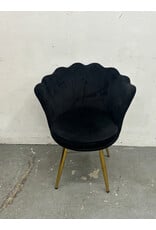 Black Velvet Scallop Accent Chair