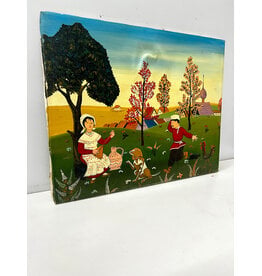 Folk Art Painting on Canvas, sgnd LUCIA