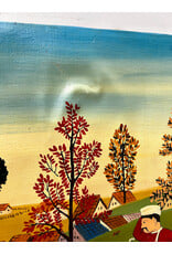 Folk Art Painting on Canvas, sgnd LUCIA