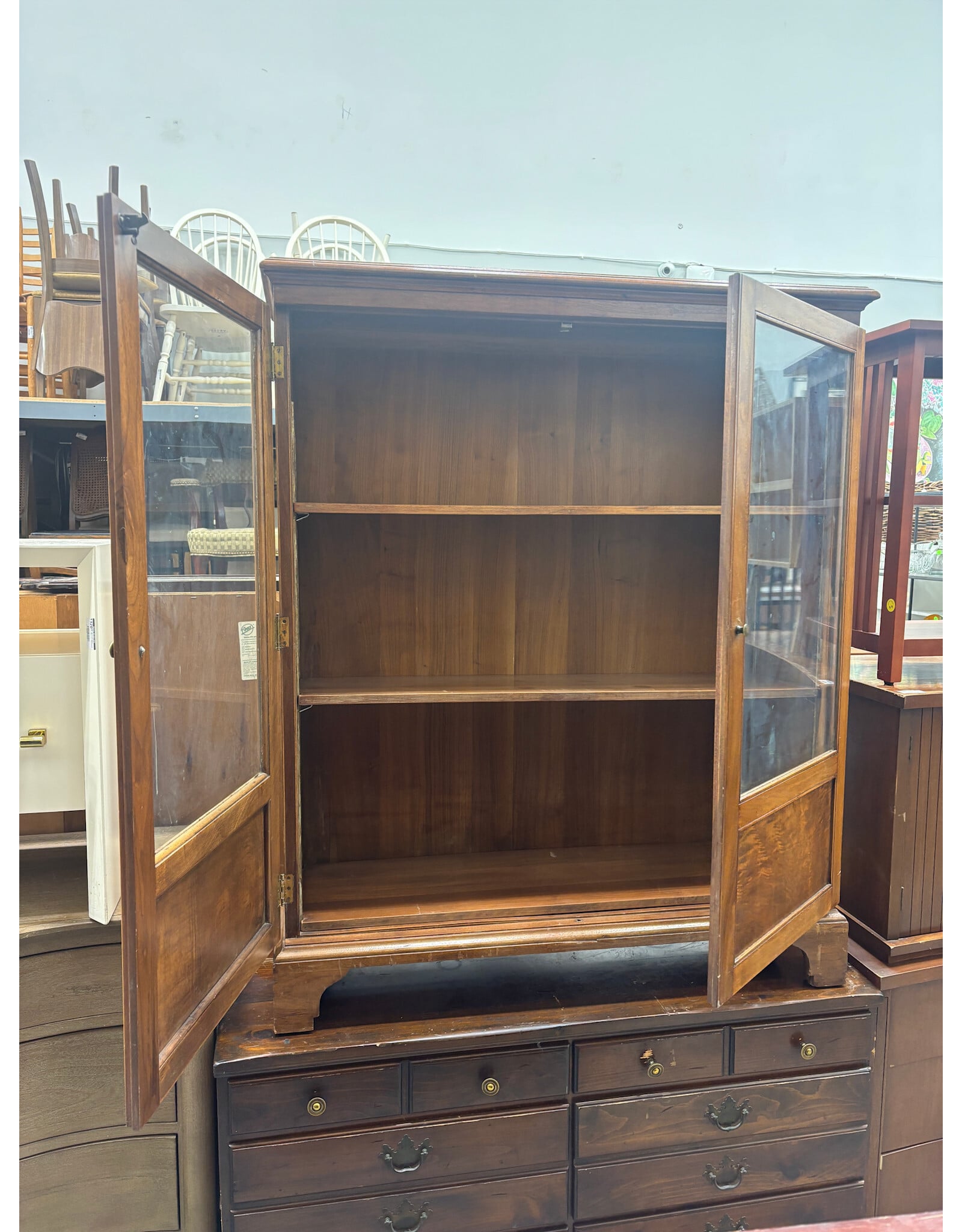 Wood and Glass Vintage China Cabinet