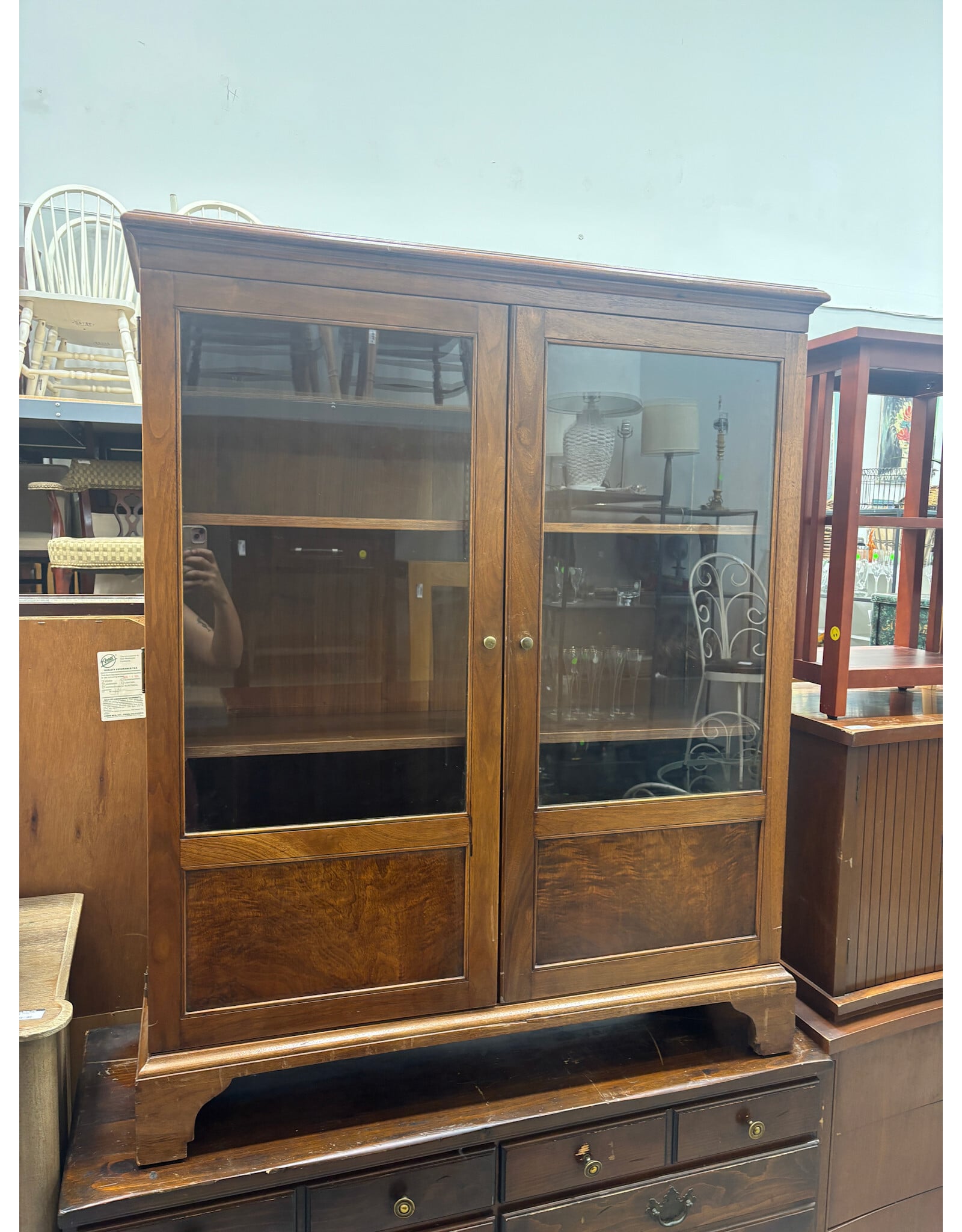 Wood and Glass Vintage China Cabinet