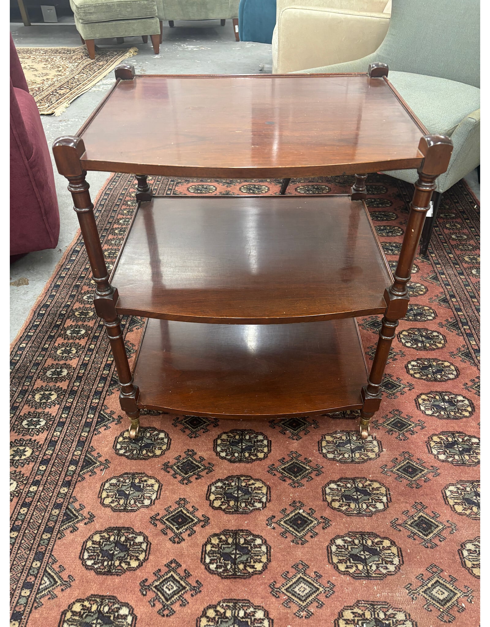 Ethan Allen Style MCM Rolling Tiered Side Table