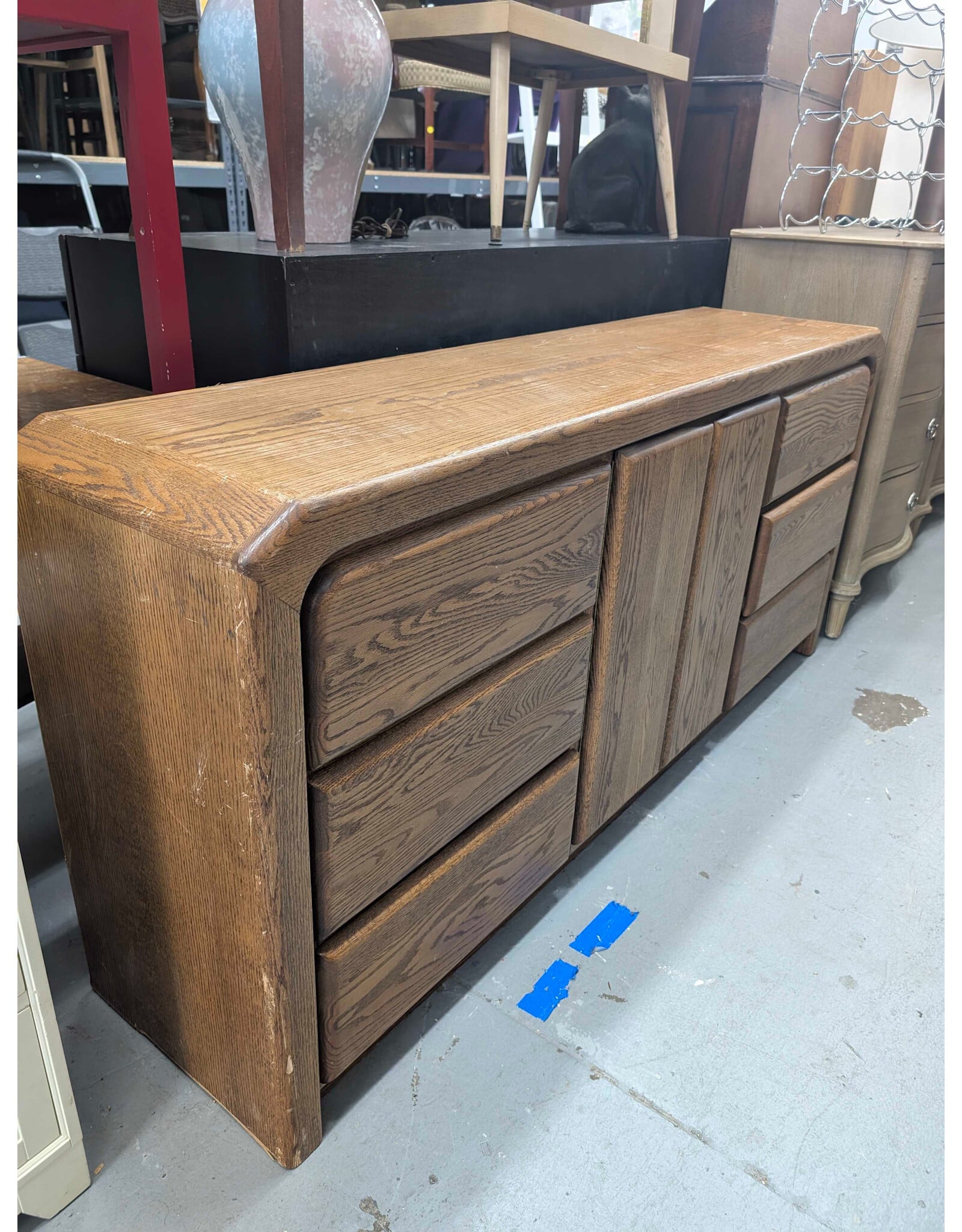 1980s Solid Oak Wide Waterfall Dresser by Arbek