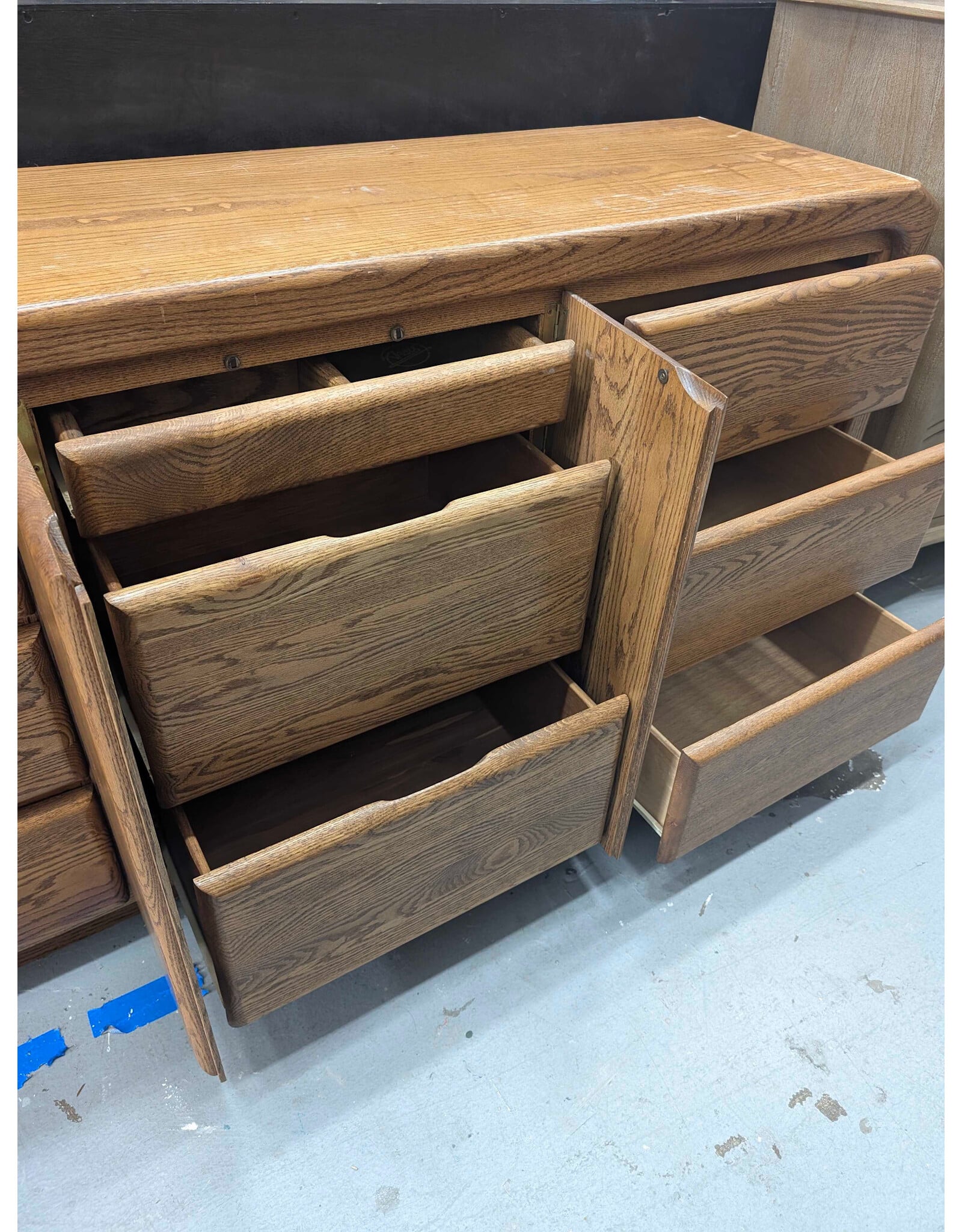 1980s Solid Oak Wide Waterfall Dresser by Arbek