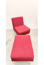Vintage Red Boucle Slipper Chair and Ottoman