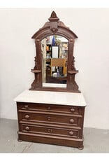 Antique Victorian Eastlake Dresser with Vanity and Marble Top