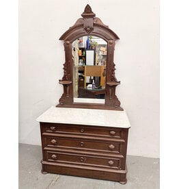 Antique Victorian Eastlake Dresser with Vanity and Marble Top