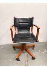 Black Leather Sling Rolling Desk Chair