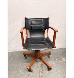 Black Leather Sling Rolling Desk Chair