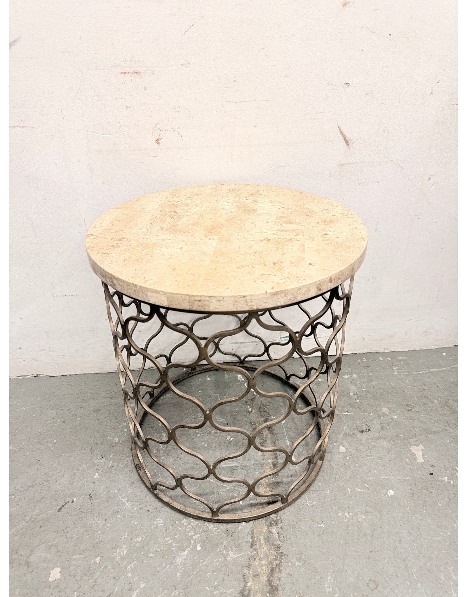 Bronze and Marble Round Side Table