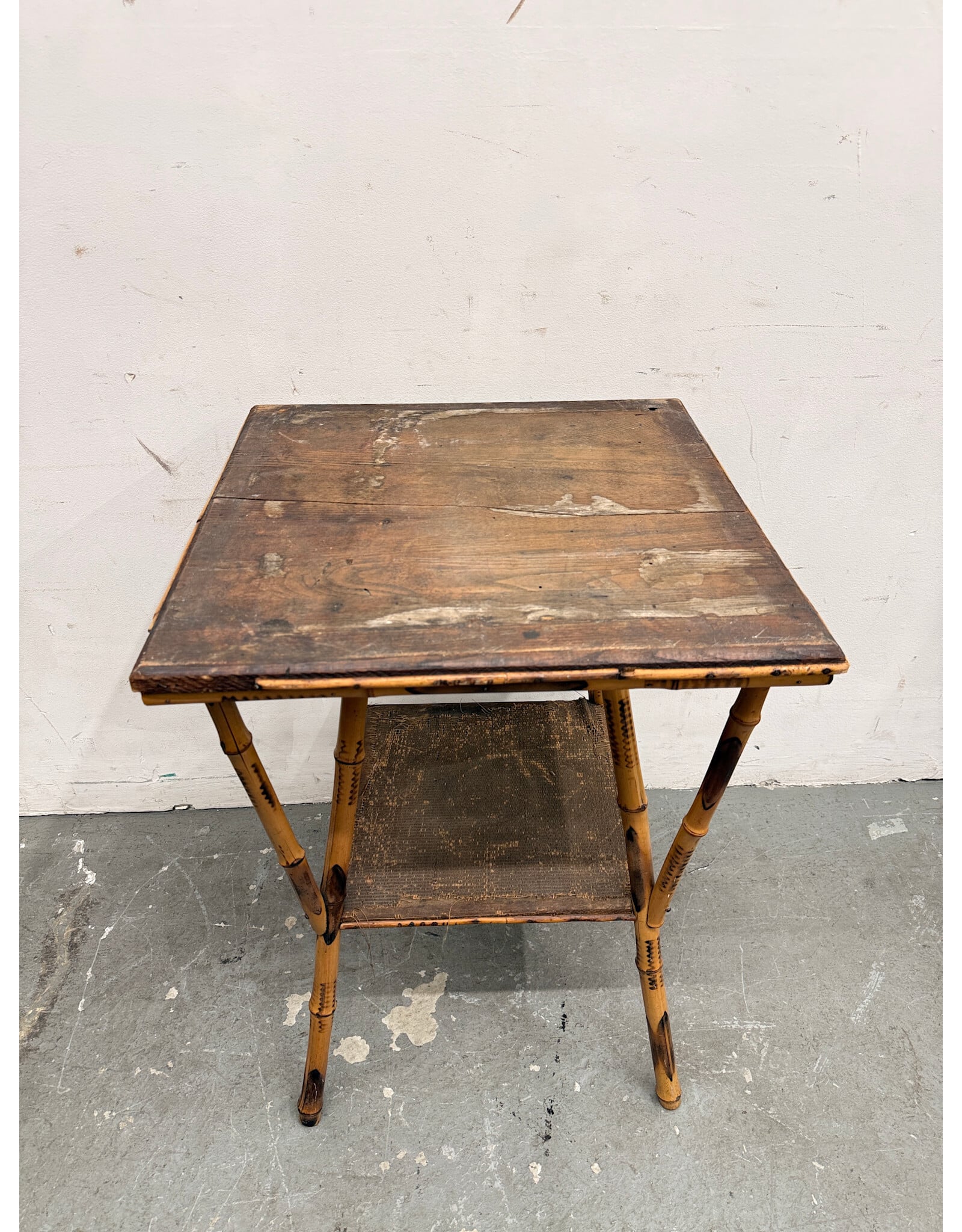 2-Tier Burnt Bamboo Table