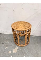 Vintage Style Mid-Century Rattan Round End Table