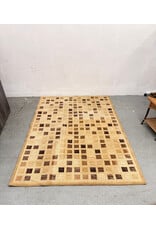 Beige Area Rug with Checkered Pattern