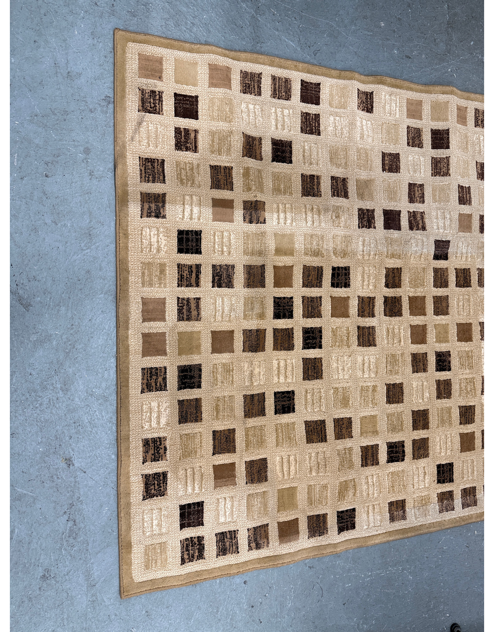 Beige Area Rug with Checkered Pattern