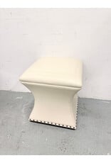 Modern Cream Leather Ottoman