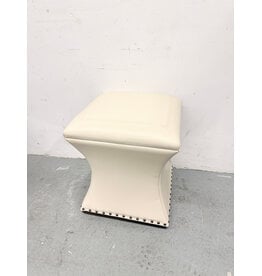 Modern Cream Leather Ottoman