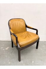Vintage Style Leather & Wood Lounge Chair