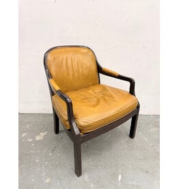 Vintage Style Leather & Wood Lounge Chair