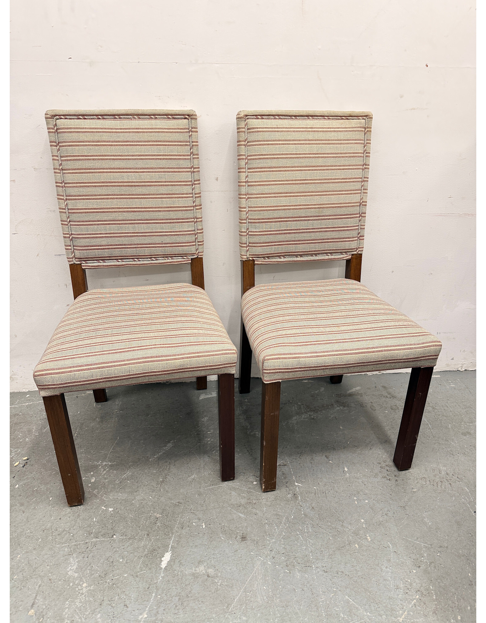 Modern Red & Beige Striped Dining Chair