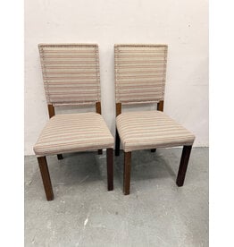 Modern Red & Beige Striped Dining Chair