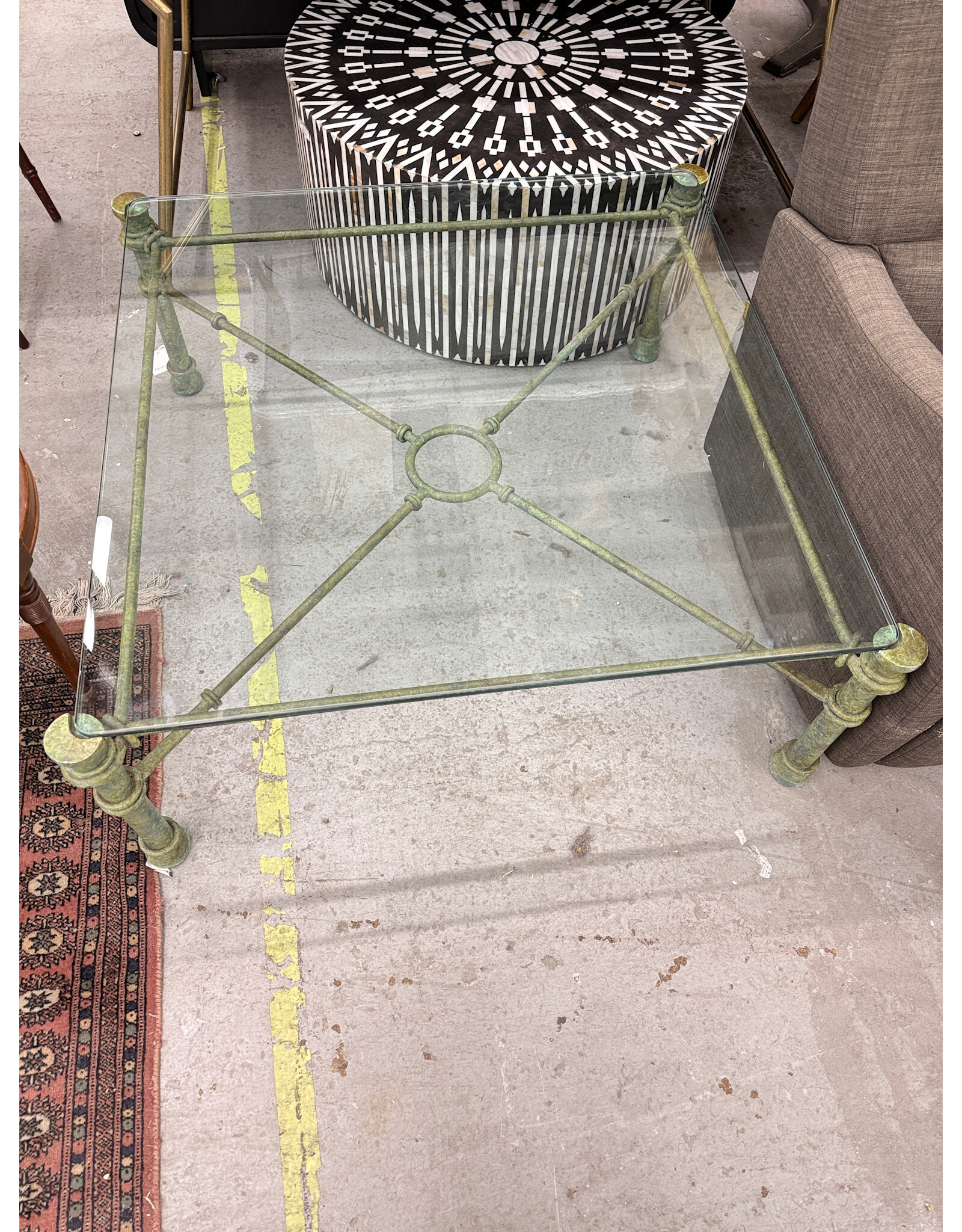 Giacometti Style Iron & Glass Coffee Table