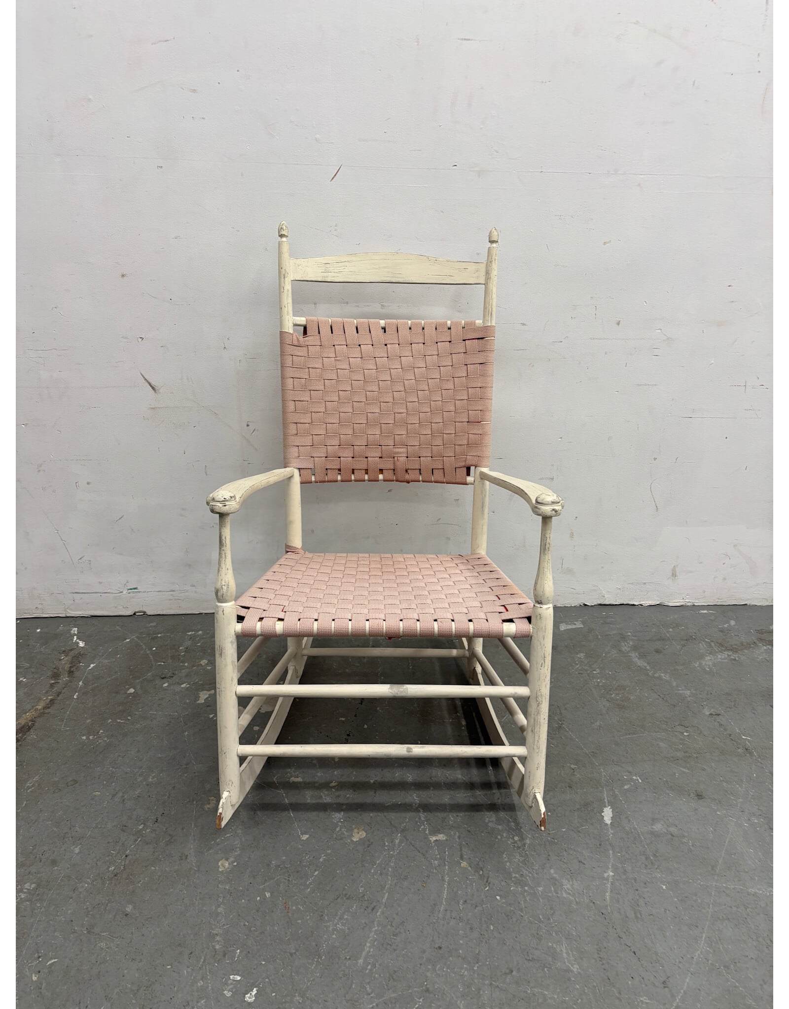 Vintage Pink Woven Rocking Chair