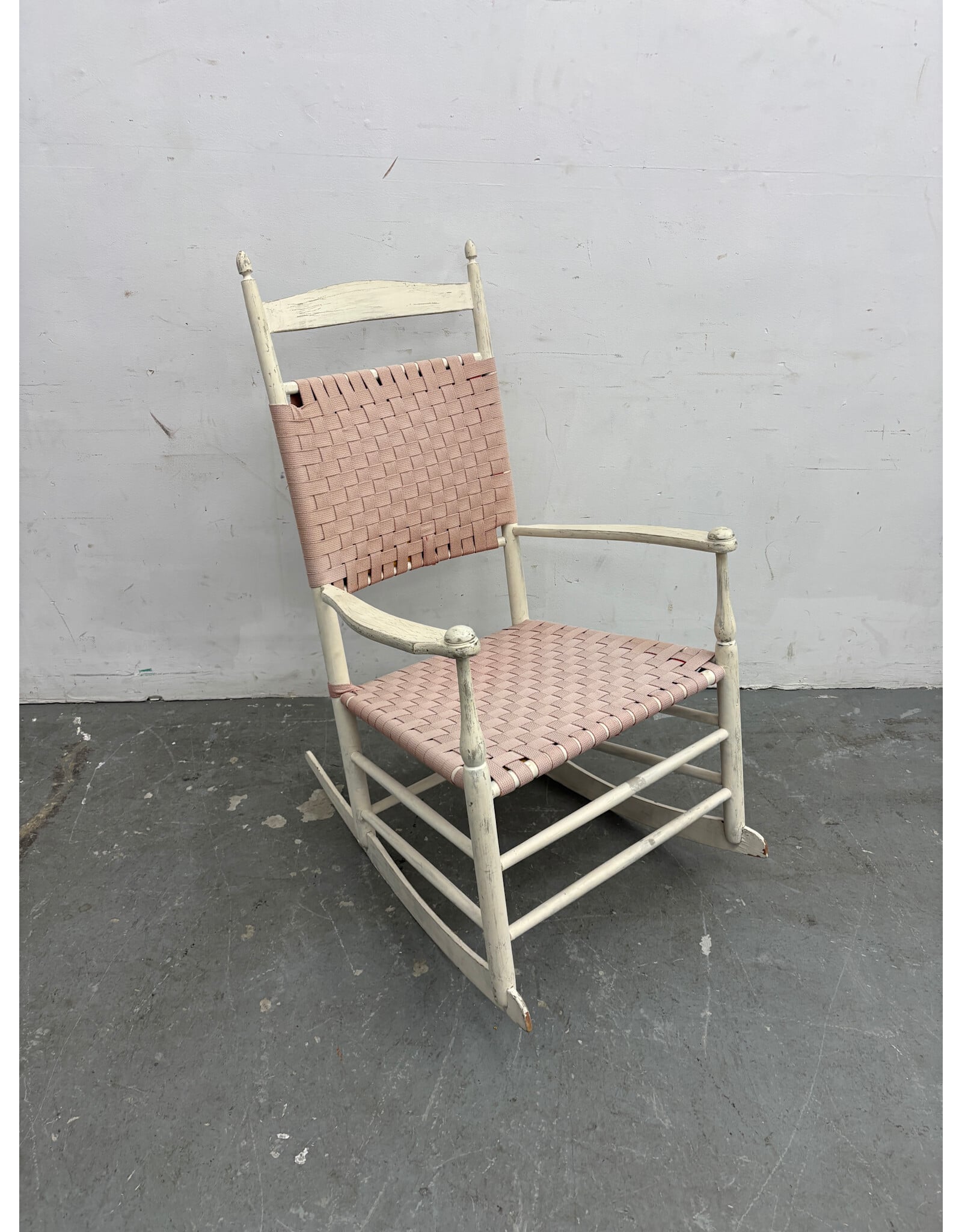 Vintage Pink Woven Rocking Chair