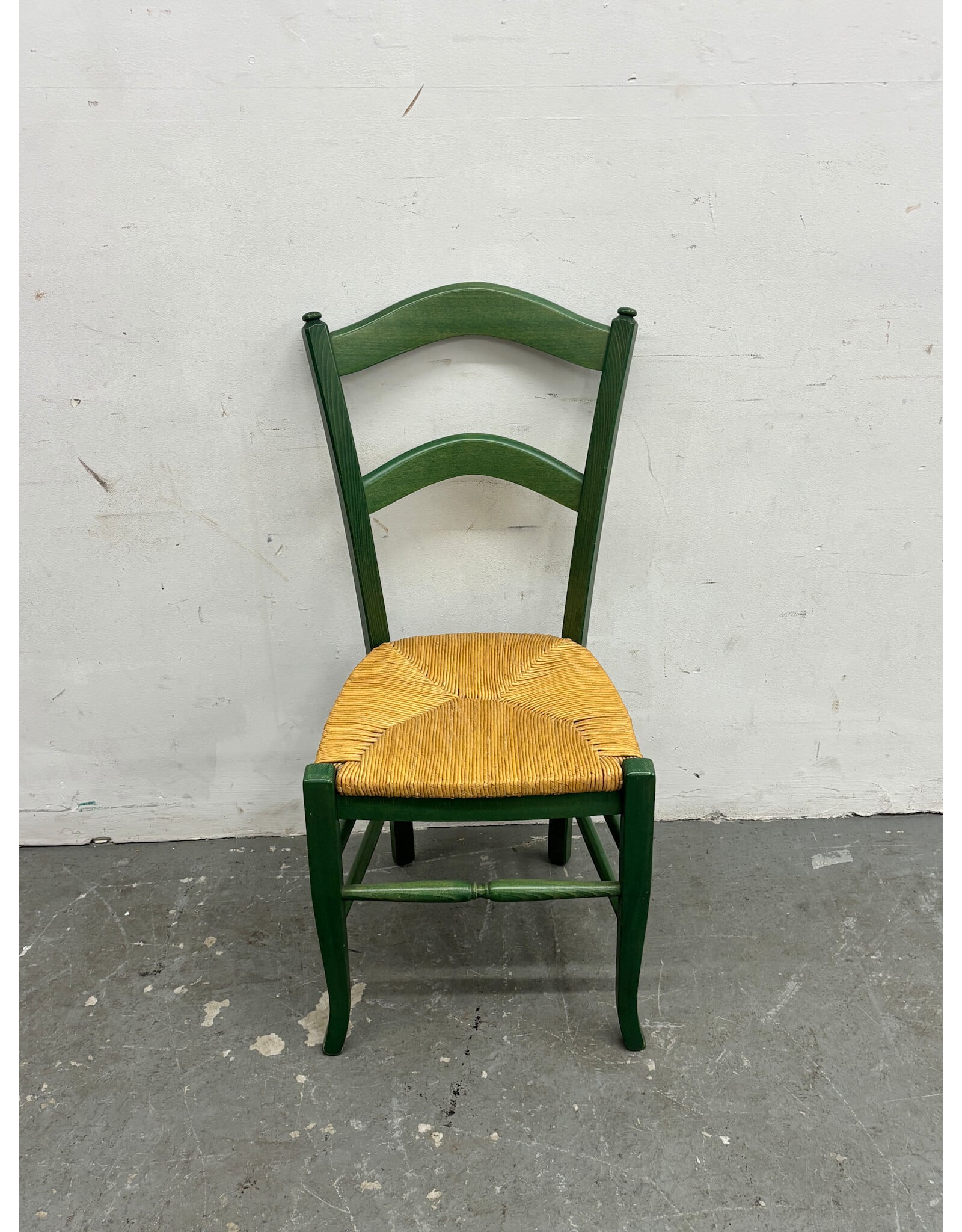 Green Italian Dining Chair with Rush Seat
