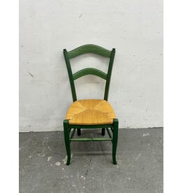 Green Italian Dining Chair with Rush Seat