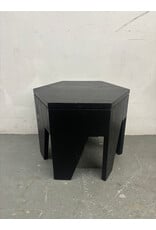 Black Wood Hexagon Side Table