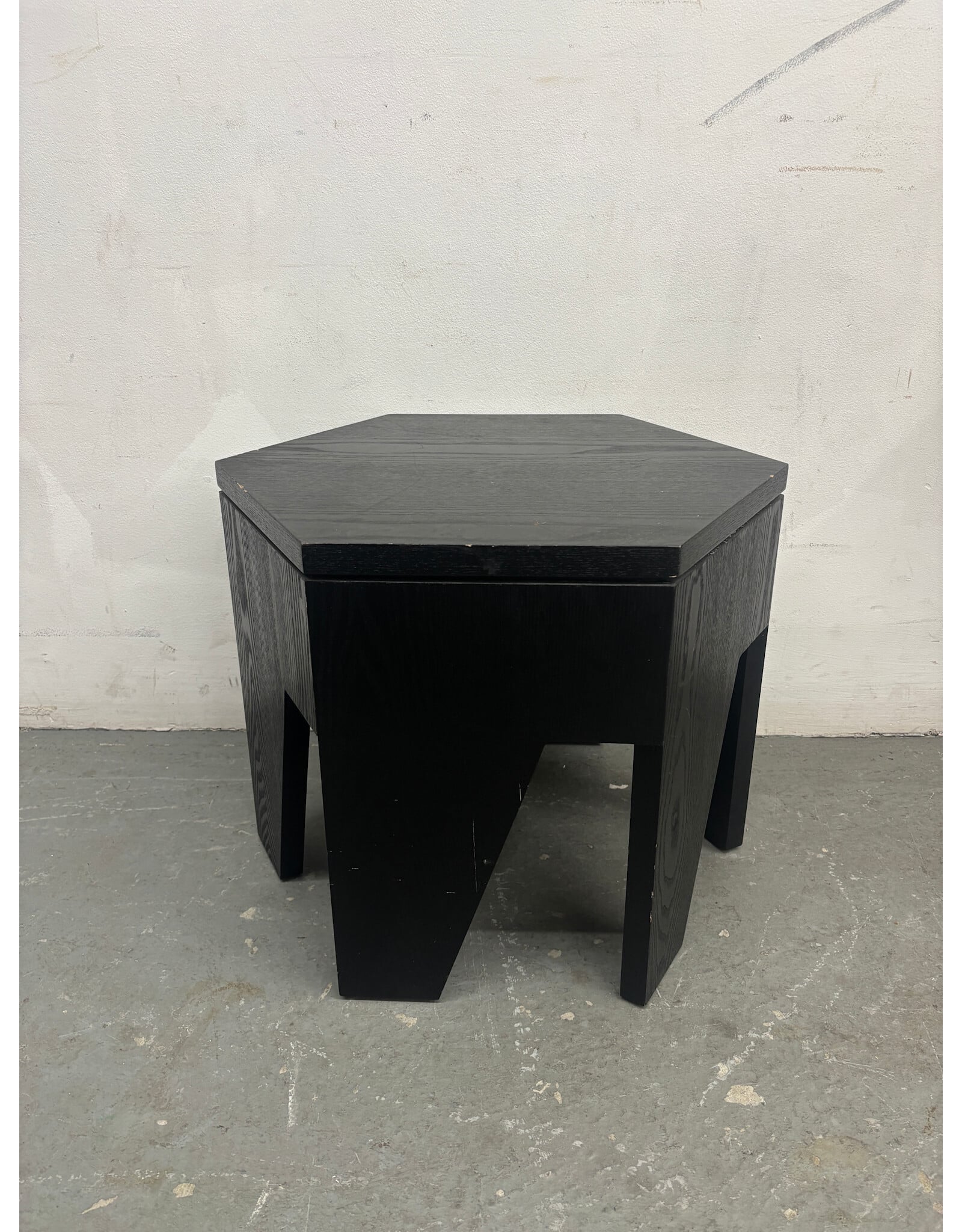 Black Wood Hexagon Side Table