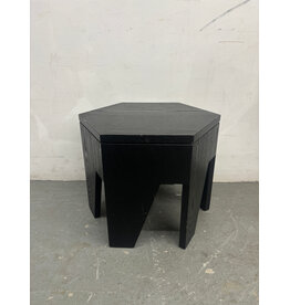 Black Wood Hexagon Side Table