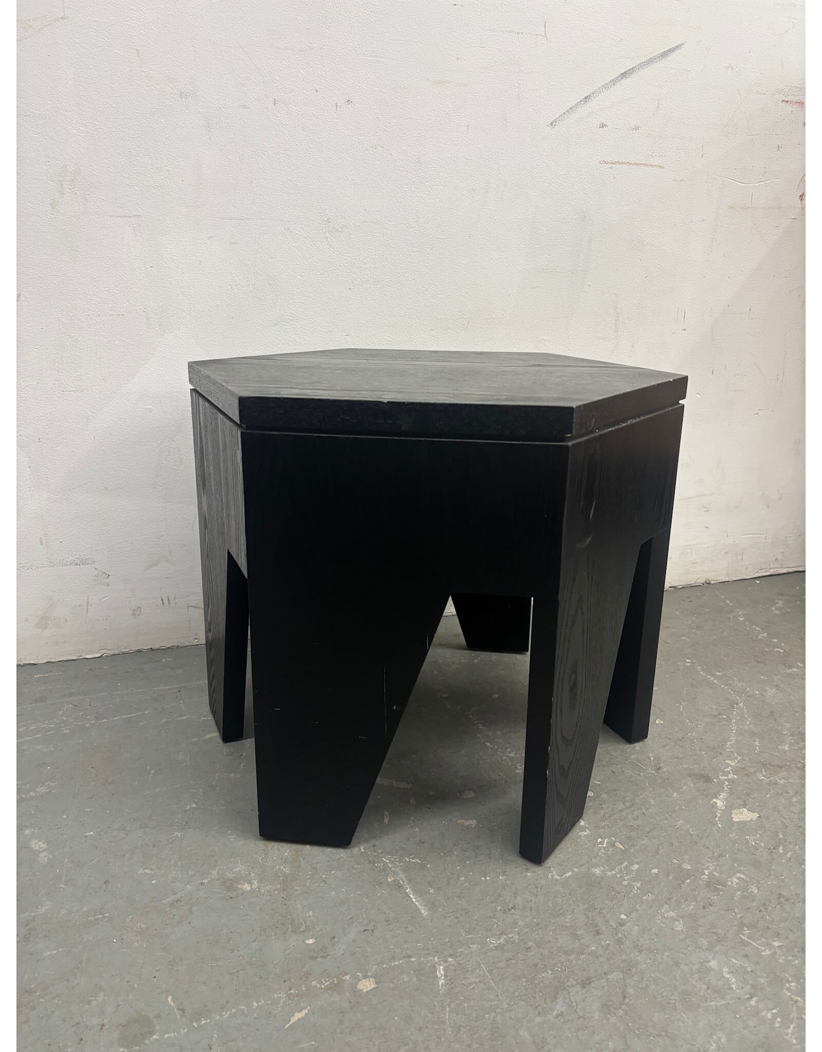 Black Wood Hexagon Side Table