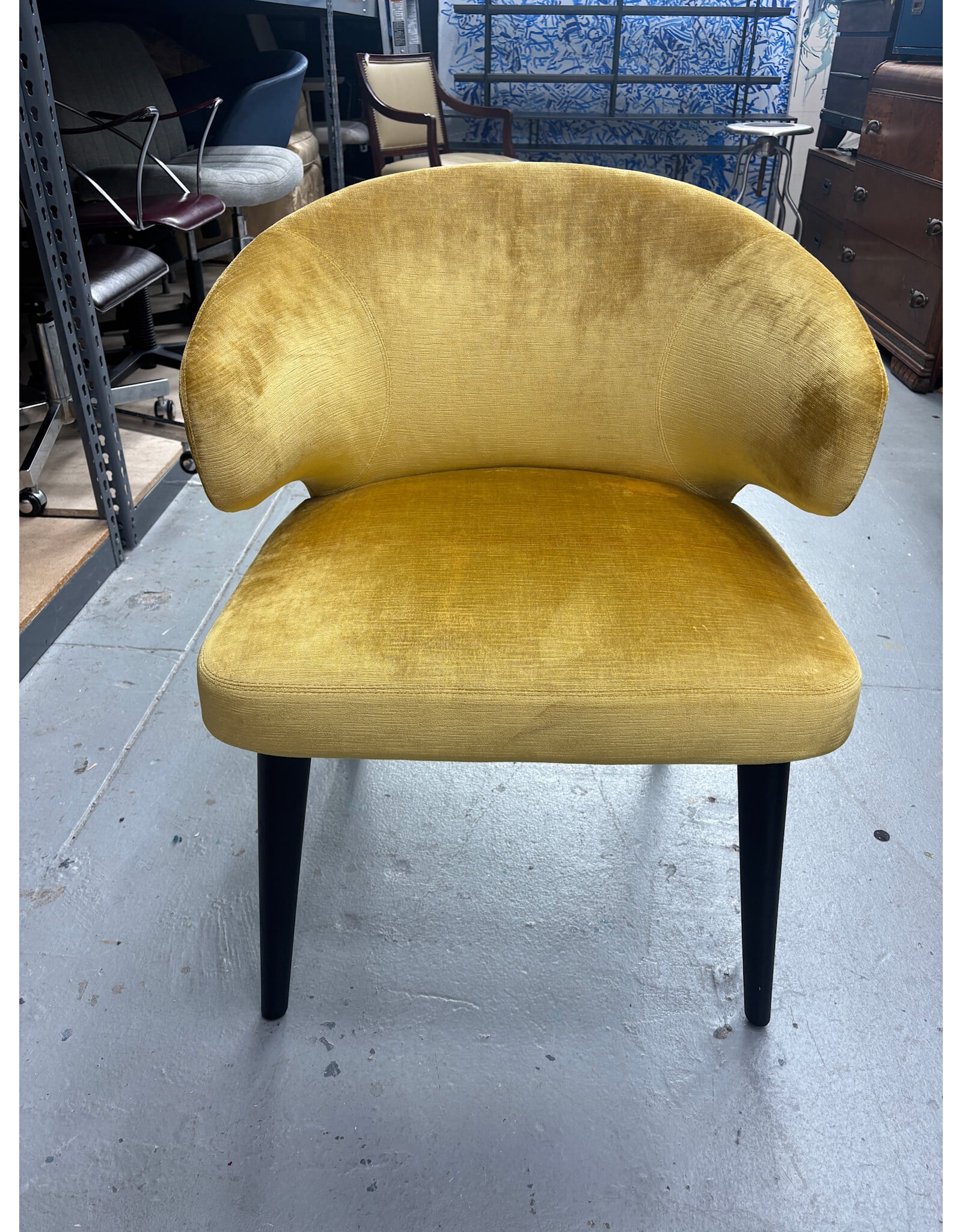 Mustard Yellow Velvet Aston Captains Chair by Rodolfo Dordoni for Minotti