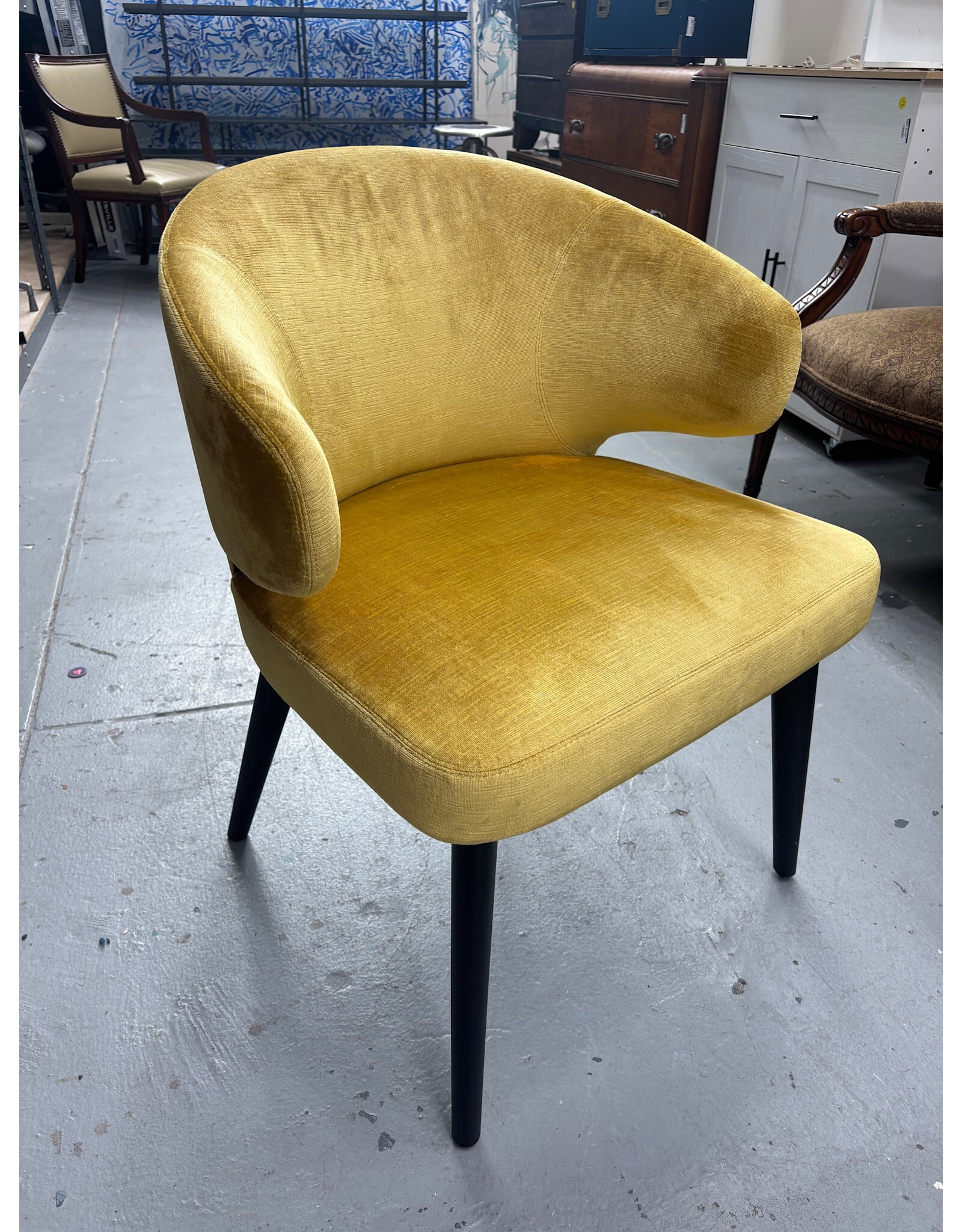 Mustard Yellow Velvet Aston Captains Chair by Rodolfo Dordoni for Minotti