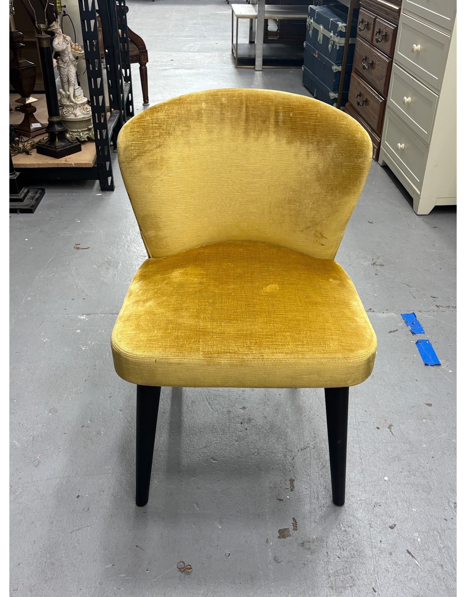 Mustard Yellow Velvet Aston Dining Chair by Rodolfo Dordoni for Minotti