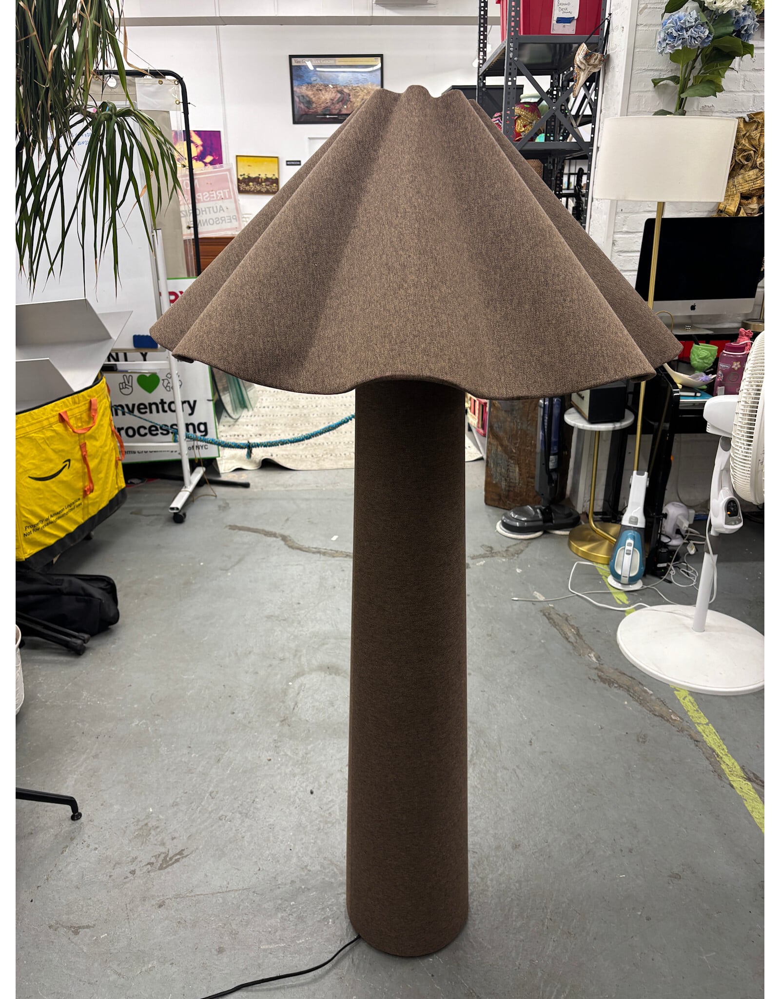 Lulu and Georgia Ruffled Brown Cloth Floor Lamp