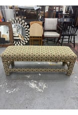 Green and Roses Upholstered Bench